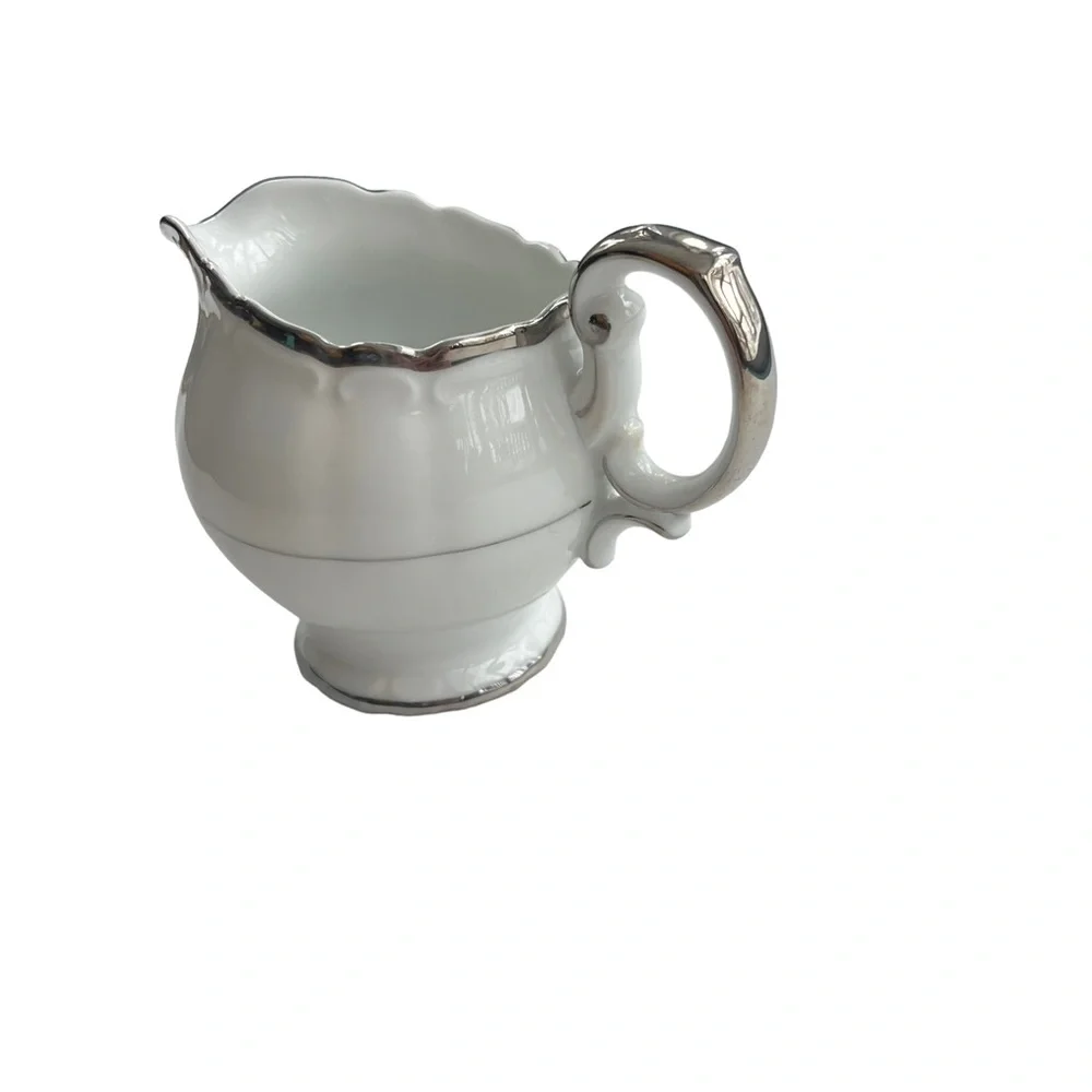 Vintage 1963 Silver Sonata By HARMONY HOUSE FINE CHINA White Silver 8 oz Creamer
